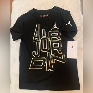 Air Jordan Short Sleeve Tee Boys Black with Gold size 5
